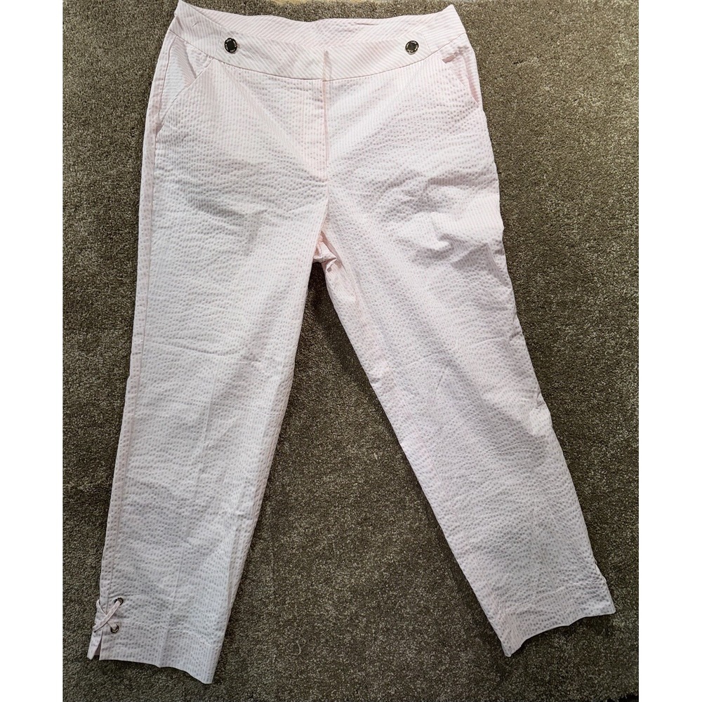Anne Klein Women's  Capri Pants Size 6 - Seersucker Striped Cropped Leg‎ Detail